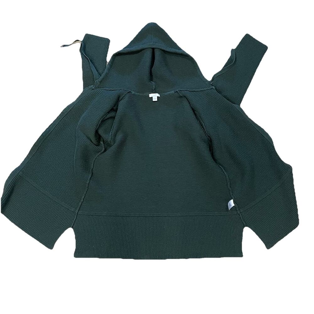 J Jill Sweater/Jacket Women’s Size Small Dark Green Ribbed Hooded Full Zip Up - Picture 5 of 14